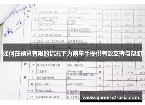 如何在预算有限的情况下为前车手提供有效支持与帮助