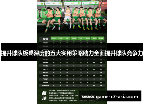 提升球队板凳深度的五大实用策略助力全面提升球队竞争力